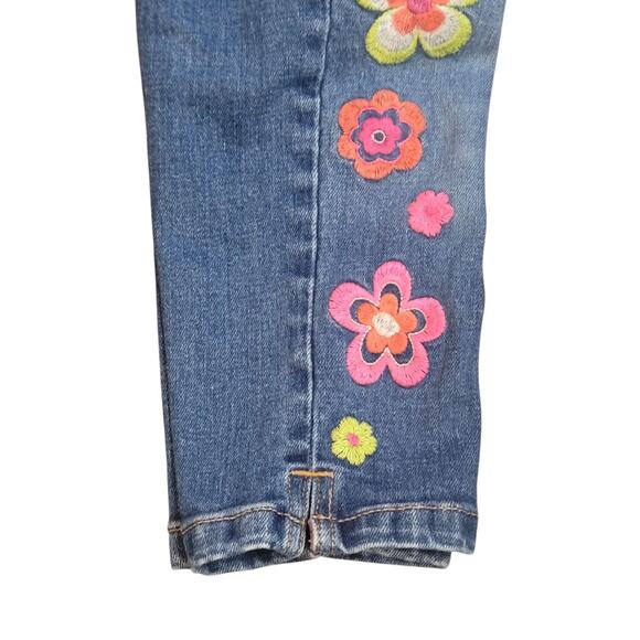 Mini Boden Denim Cropped Flower Embroidered Jeans Girls 7y - Picture 8 of 12
